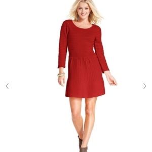 EUC Jessica Simpson Deep Red Knit Textured Fit & Flare sweater dress